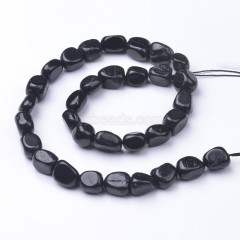Black Tourmaline Smooth Nuggets, Approx 8x10-10x12mm, 38cm/strand