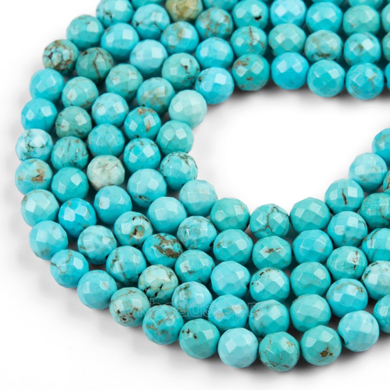 Green Magnesite Turquoise Faceted Round Beads Strands, Approx 7.5-7.8mm, 38cm/strand