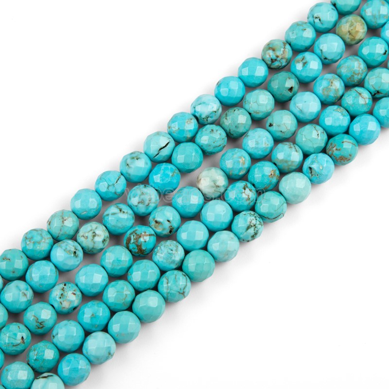 Green Magnesite Turquoise Faceted Round Beads Strands, Approx 7.5-7.8mm, 38cm/strand