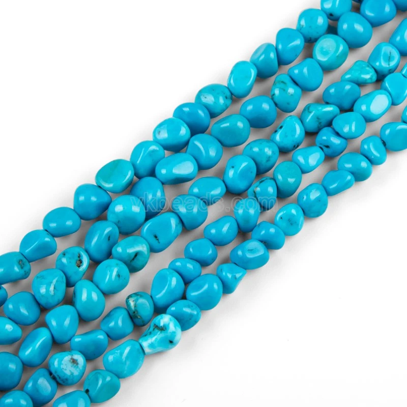 Blue magnesite turquoise nugget bead strand main product image