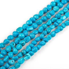 Blue Magnesite Turquoise Through-drilled Nuggets Beads Strands, Approx 5-6~6-7mm, 38cm/strand