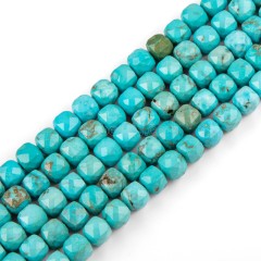 Green Magnesite Turquoise Faceted Cube Beads Strands, Approx 6x6mm, 38cm/strand