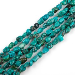 Natural Hubei Turquoise Through-drilled Nuggets Beads Strands, Approx 6-8mm, 38cm/strand