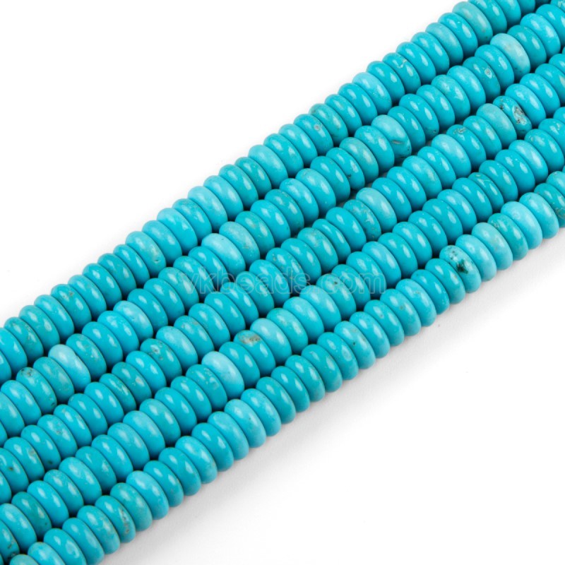 Blue Magnesite Turquoise Smooth Rondelle Beads Strands, Approx 2x4-3x10mm, 38cm/strand