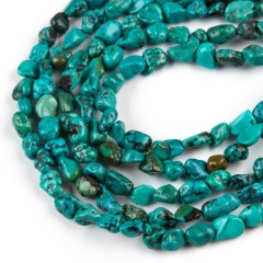 Natural Hubei Turquoise Through-drilled Nuggets Beads Strands, Approx 6-8mm, 38cm/strand