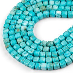 Green Magnesite Turquoise Straight-cut Cube Beads Strands, Approx 6x6mm, 38cm/strand