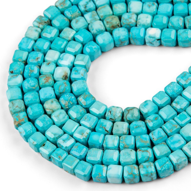 Green Magnesite Turquoise Straight-cut Cube Beads Strands, Approx 6x6mm, 38cm/strand