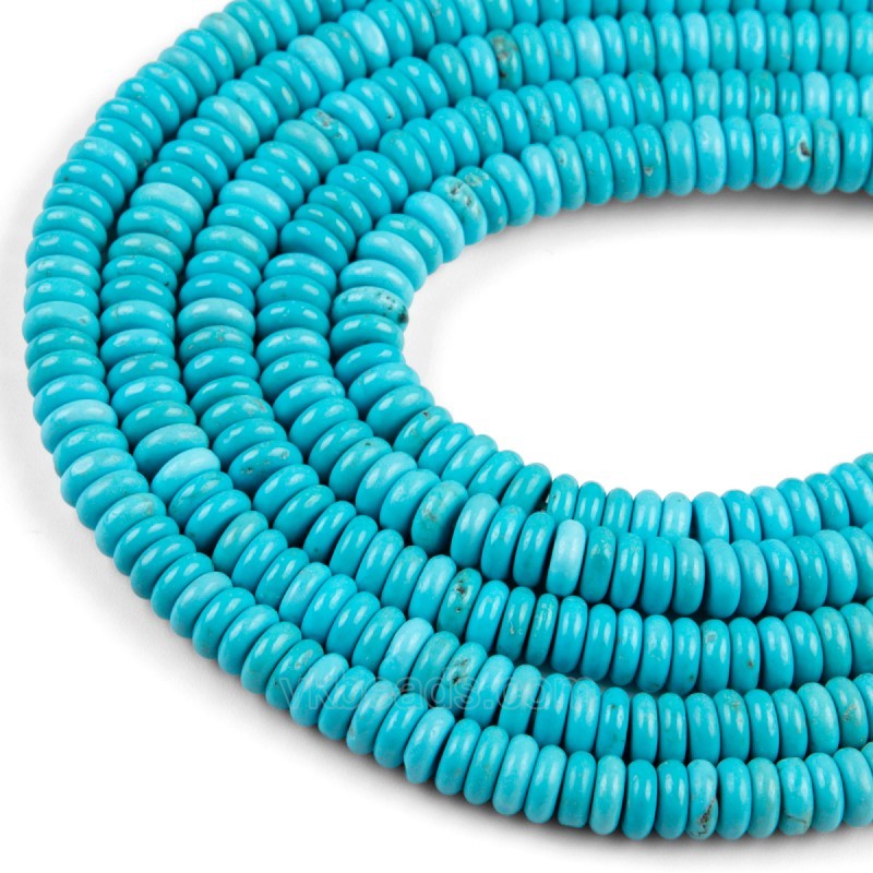 Blue Magnesite Turquoise Smooth Rondelle Beads Strands, Approx 2x4-3x10mm, 38cm/strand