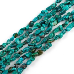 Natural Hubei Turquoise Through-drilled Nuggets Beads Strands, Approx 5-6mm, 38cm/strand