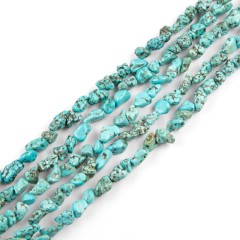 Green Magnesite Turquoise Through-drilled Nuggets Beads Strands, Approx 6x8-8x10mm, 38cm/strand