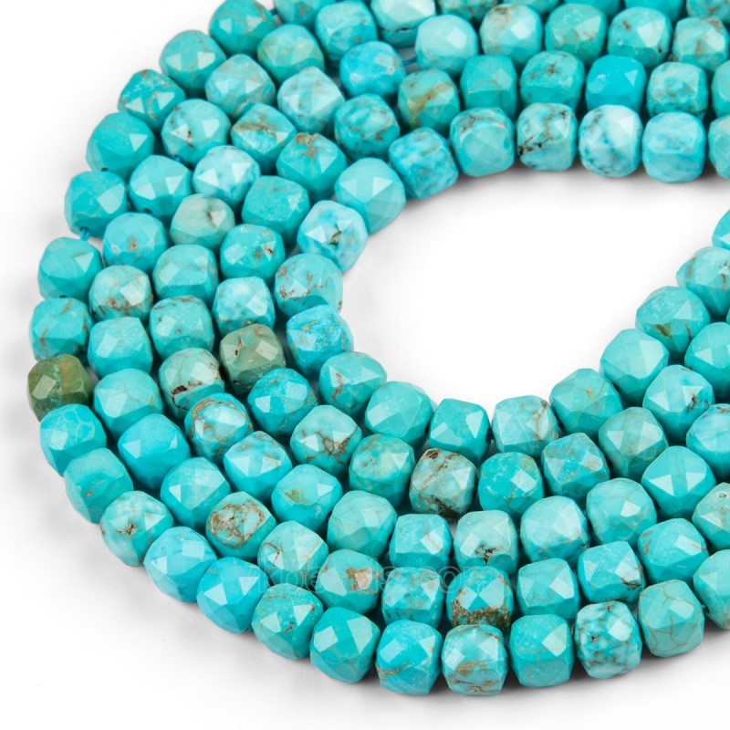 Green Magnesite Turquoise Faceted Cube Beads Strands, Approx 6x6mm, 38cm/strand