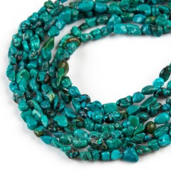 Natural Hubei Turquoise Through-drilled Nuggets Beads Strands, Approx 5-6mm, 38cm/strand