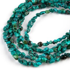 Natural Hubei Turquoise Through-drilled Nuggets Beads Strands, Approx 4-5mm, 38cm/strand