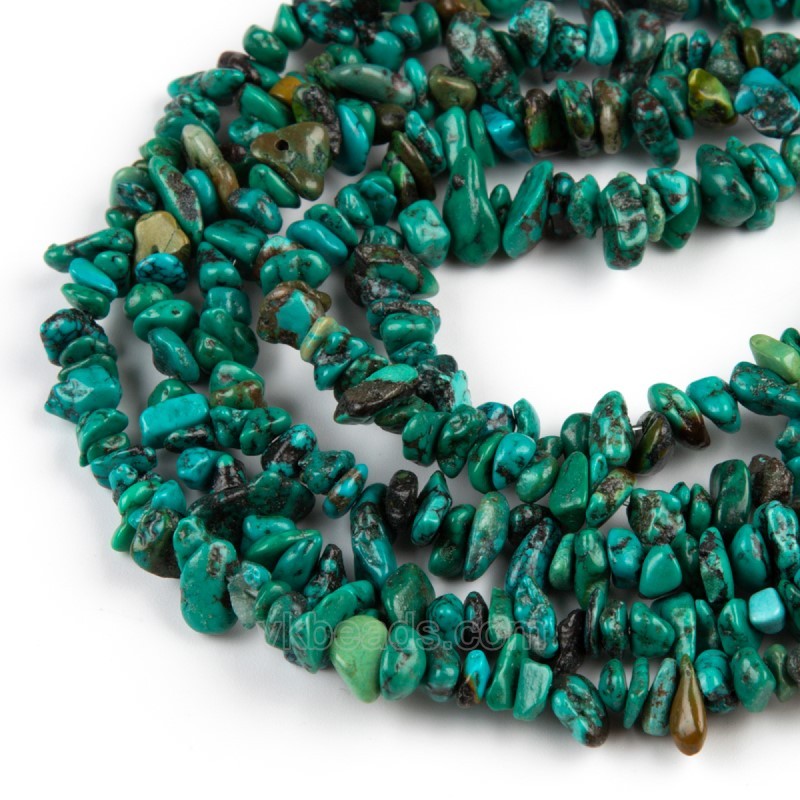 Natural Hubei Turquoise Chips Beads Strands, Approx 4-8mm, 38-40cm/strand
