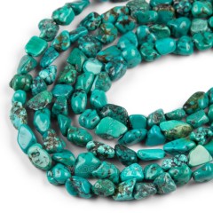 Natural Hubei Turquoise Through-drilled Nuggets Beads Strands, Approx 6-8mm, 38cm/strand