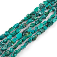Natural Hubei Turquoise Through-drilled Nuggets Beads Strands, Approx 6-8mm, 38cm/strand