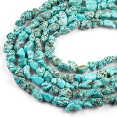 Green Magnesite Turquoise Through-drilled Nuggets Beads Strands, Approx 6x8-8x10mm, 38cm/strand