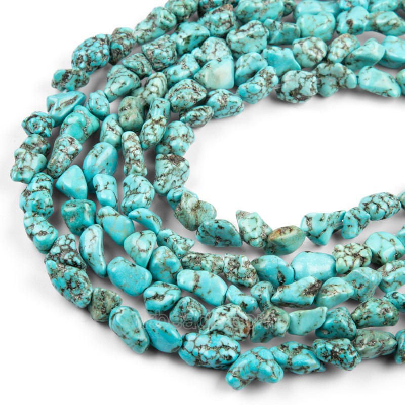 Green Magnesite Turquoise Through-drilled Nuggets Beads Strands, Approx 6x8-8x10mm, 38cm/strand