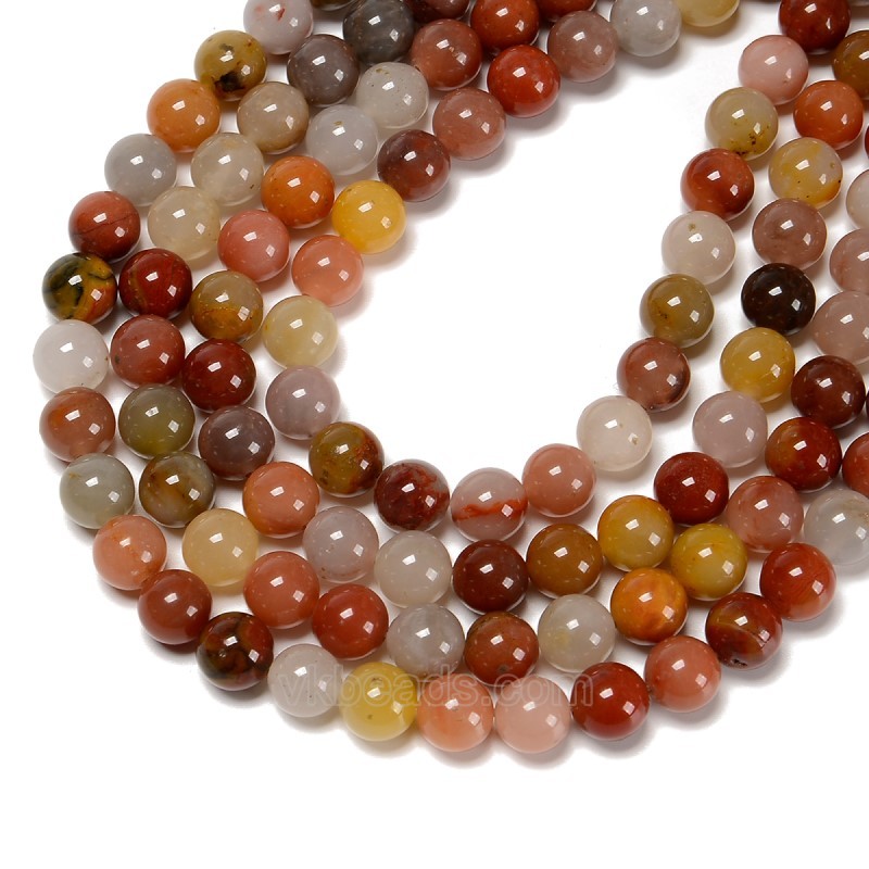 Natural Multicolor Jade Smooth Round Beads Strands, Approx 6-10mm, 38cm/strand