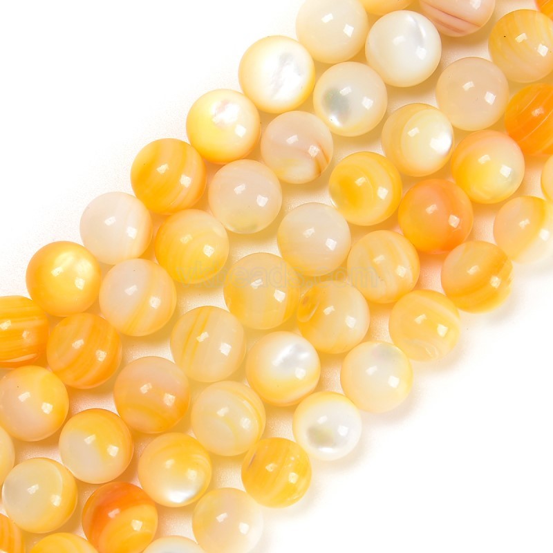 Yellow Butterfly Shell Smooth Round Beads Strands, Approx 4-10mm, 38cm/strand