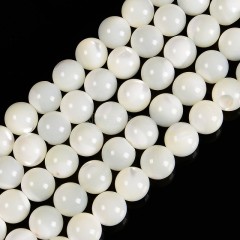 White Trochus/Trochid Shell Smooth Round Beads Strands, Approx 2-12mm, 38cm/strand