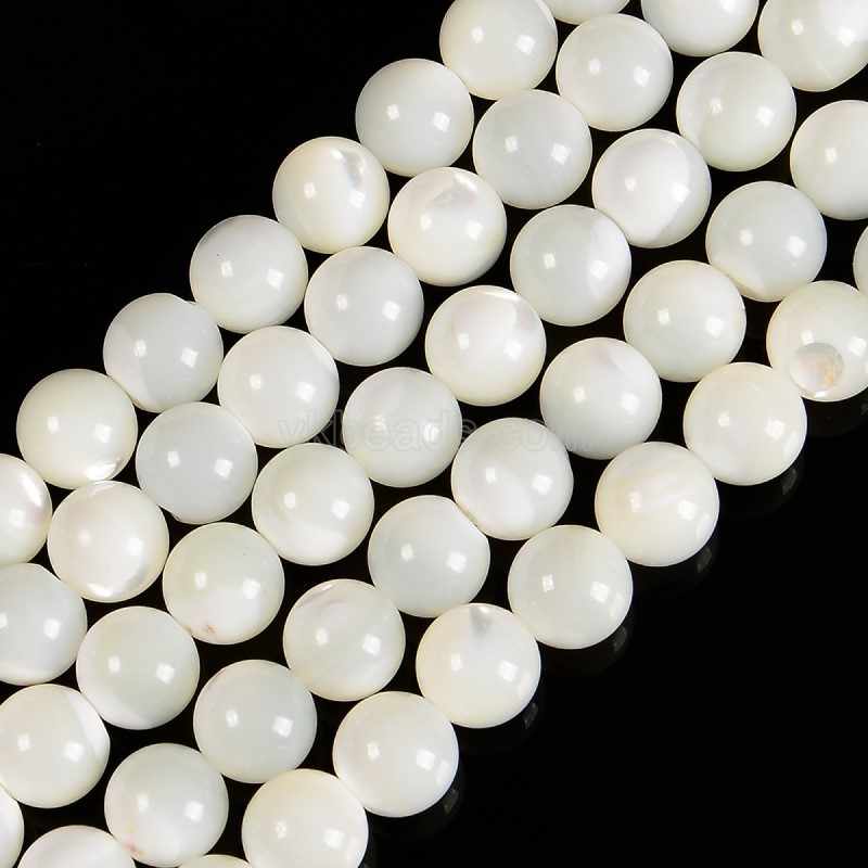 White Trochus/Trochid Shell Smooth Round Beads Strands, Approx 2-12mm, 38cm/strand