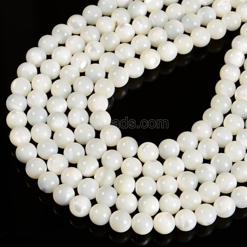White Trochus/Trochid Shell Smooth Round Beads Strands, Approx 2-12mm, 38cm/strand