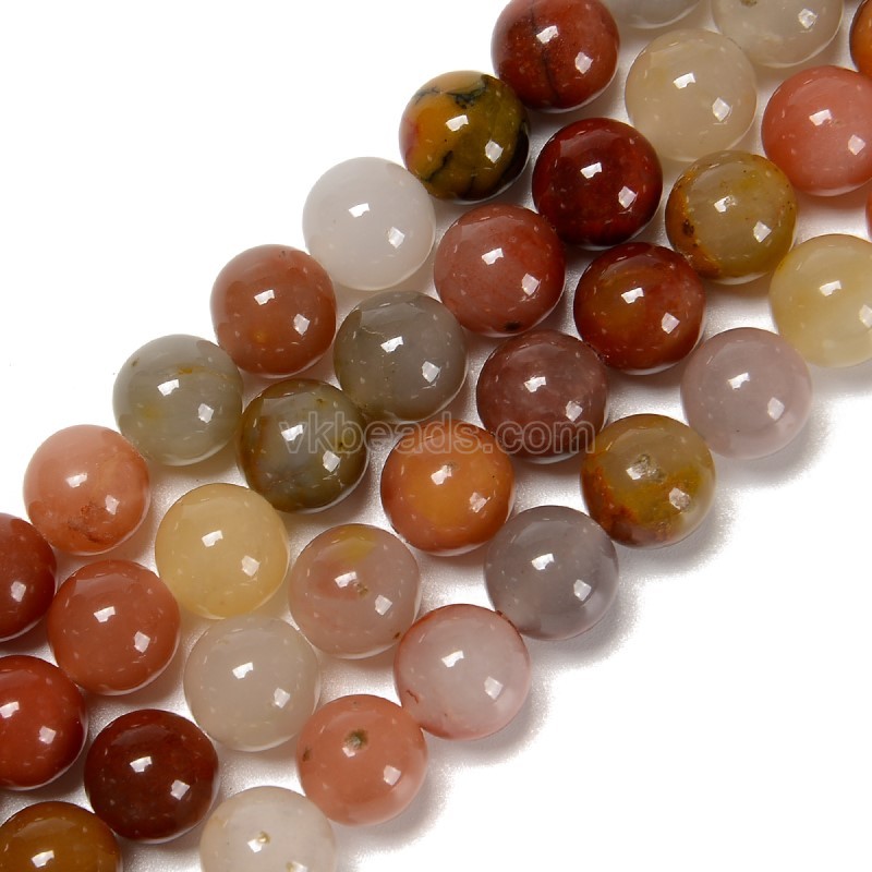 Natural Multicolor Jade Smooth Round Beads Strands, Approx 6-10mm, 38cm/strand