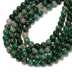 Natural Green Mica Smooth Round Beads Strands, Approx 6-10mm, 38cm/strand