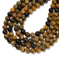Indonesia Bumblebee Stone Smooth Round Beads Strands, Approx 8-12mm, 38cm/strand
