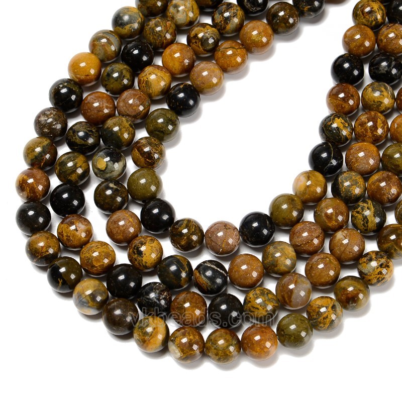 Indonesia Bumblebee Stone Smooth Round Beads Strands, Approx 8-12mm, 38cm/strand