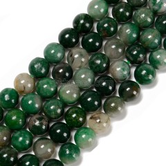 Natural Green Mica Smooth Round Beads Strands, Approx 6-10mm, 38cm/strand