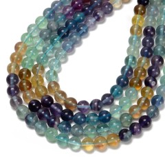 Gradient Fluorite Smooth Round Beads Strands, Approx 6-8mm, 38cm/strand