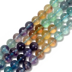 Gradient Fluorite Smooth Round Beads Strands, Approx 6-8mm, 38cm/strand