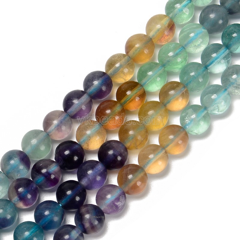 Gradient Fluorite Smooth Round Beads Strands, Approx 6-8mm, 38cm/strand