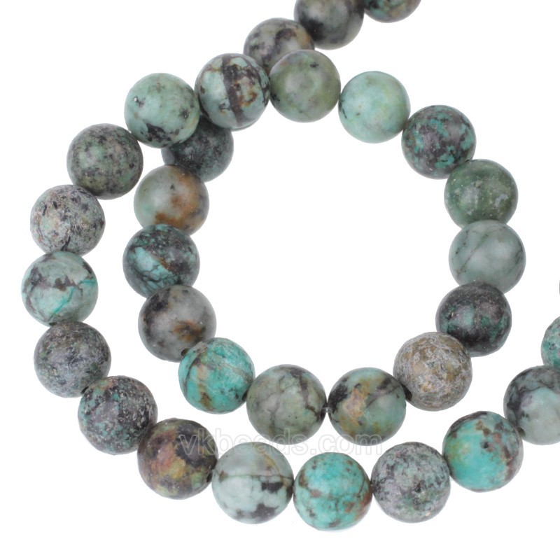 African Turquoise Smooth Round Beads Strands, Approx 4-10mm, 38cm/strand