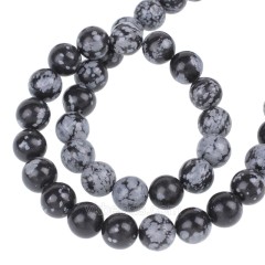 Snowflake Obsidian Smooth Round Beads Strands, Approx 4-12mm, 38cm/strand