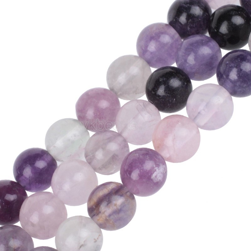 Purple Fluorite Smooth Round Beads Strands, Approx 6-12mm, 38cm/strand
