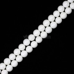 AAA Grade White Shell Smooth Round Beads Strands, Approx 4-10mm, 38cm/strand