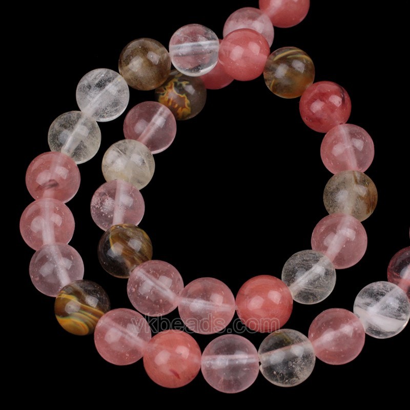 Multicolor Watermelon Quartz Smooth Round Beads Strands, Approx 4-14mm, 38cm/strand