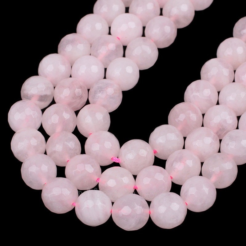 Rose Quartz Faceted Round Beads Strands, 128 Facets, Approx 4-18mm, 38cm/strand