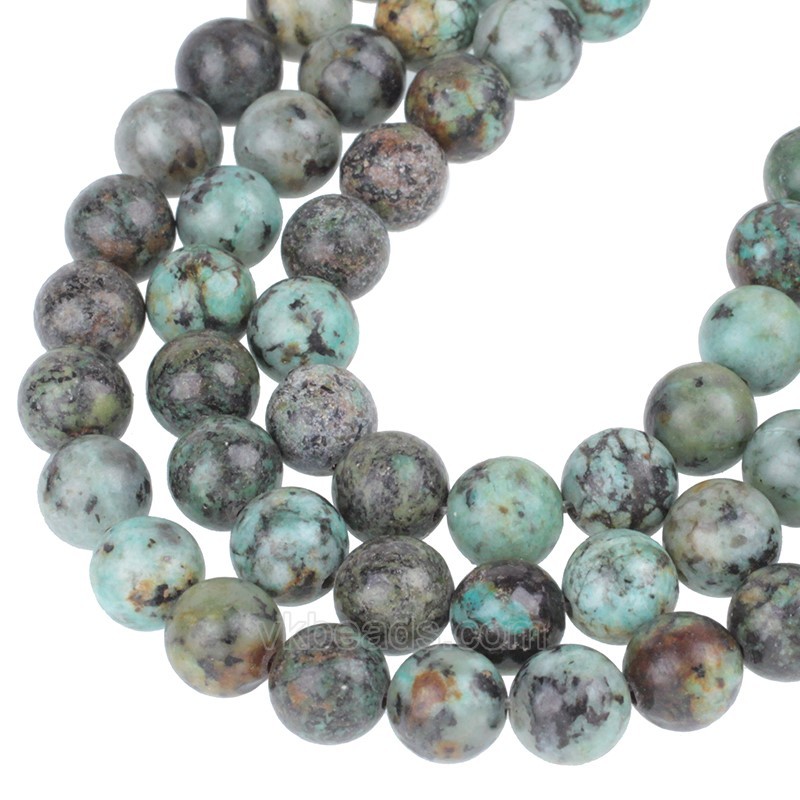 African Turquoise Smooth Round Beads Strands, Approx 4-10mm, 38cm/strand