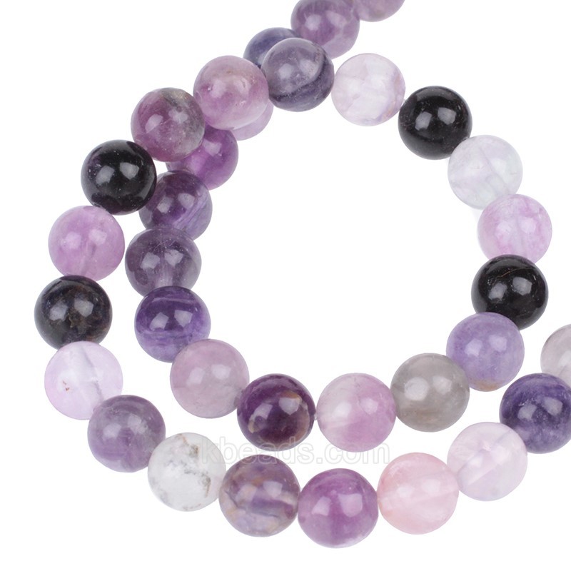 Purple Fluorite Smooth Round Beads Strands, Approx 6-12mm, 38cm/strand