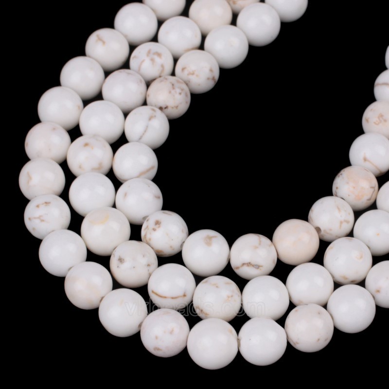 White Magnesite Smooth Round Beads Strands, Approx 4-12mm, 38cm/strand