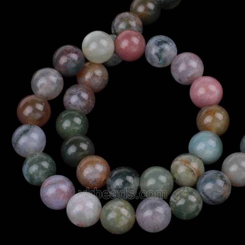 Indian Agate/Fancy Jasper Smooth Round Beads Strands, Approx 4-14mm, 38cm/strand
