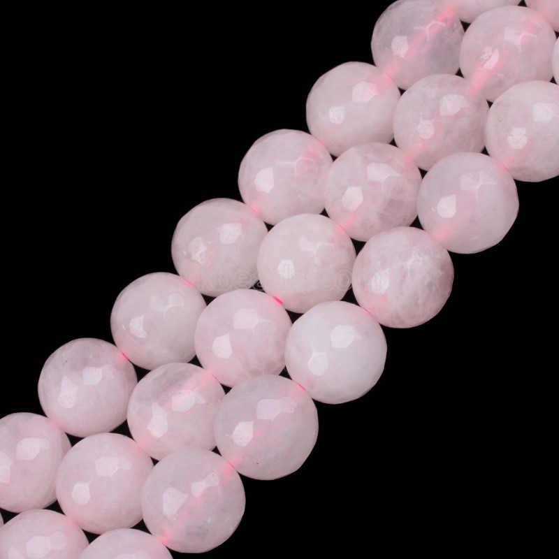 Rose Quartz Faceted Round Beads Strands, 128 Facets, Approx 4-18mm, 38cm/strand