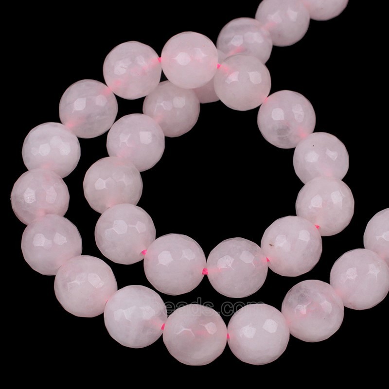 Rose Quartz Faceted Round Beads Strands, 128 Facets, Approx 4-18mm, 38cm/strand