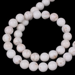 White Magnesite Smooth Round Beads Strands, Approx 4-12mm, 38cm/strand