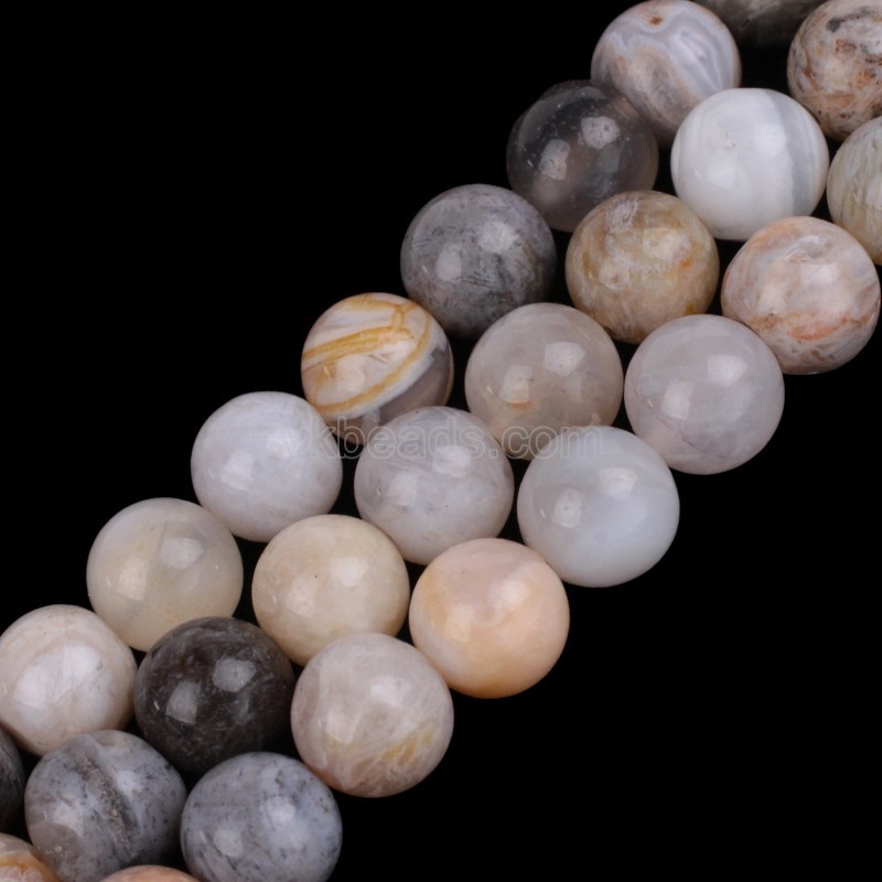 Bamboo Leaf Agate Smooth Round Beads Strands, Approx 4-12mm, 38cm/strand