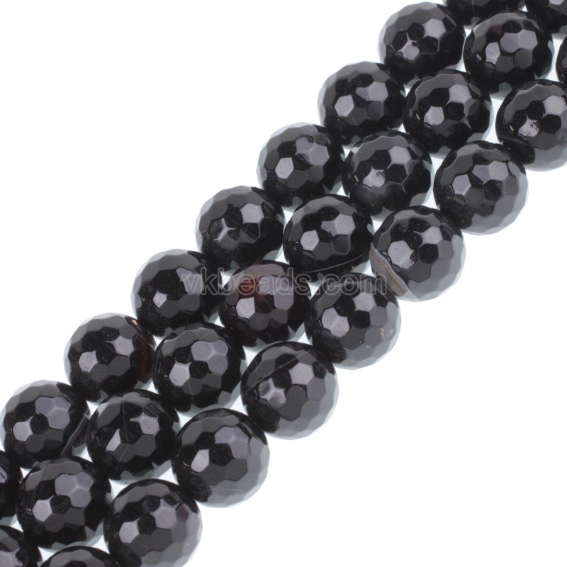 Black Lace/Banded Agate Faceted Round Beads Strands, 128 Facets, Approx 4-12mm, 38cm/strand